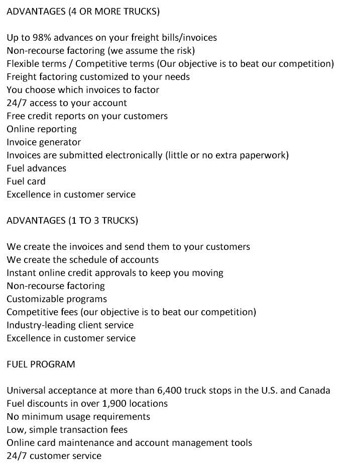 trucking startup invoice factoring
